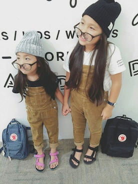 「GLOBAL WORK（グローバルワーク）のアイテム（オールインワン・サロペット）」を使った、⁂sooora⁂さん（キッズ・110cm）の夏コーディネート