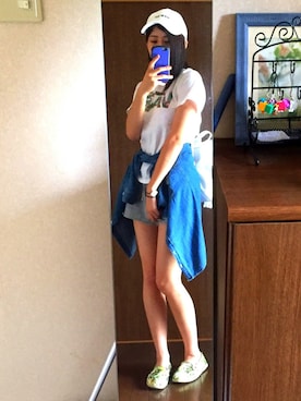 「AS KNOW AS plus（アズノゥアズプラス）のアイテム（キャップ）」を使った、MiLKさん（レディース・164cm）の夏コーディネート