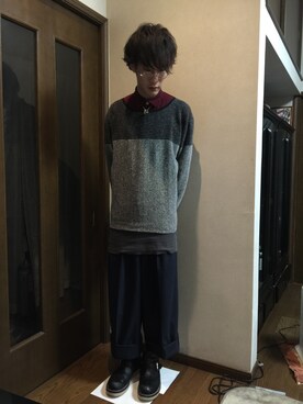 「THREE BLIND MICE（スリーブラインドマイス）のアイテム（スラックス）」を使った、KAZUKI さん（メンズ・178cm）の冬コーディネート
