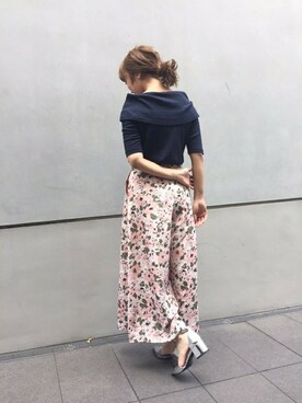 「DEICY（デイシー）のリブオフショルトップス（Tシャツ/カットソー）」を使った、DEICYさん（レディース・159cm）の夏コーディネート