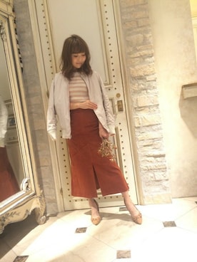 「レッド」｜「アイテム（MA-1）」を使った、DEICYさん（レディース・159cm）の秋コーディネート