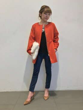 「ニットキャミソール」｜「アイテム（その他アウター）」を使った、DEICYさん（レディース・159cm）の秋コーディネート