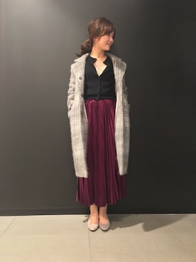 「ベロアスカート」｜「アイテム（パンプス）」を使った、DEICYさん（レディース・159cm）の冬コーディネート