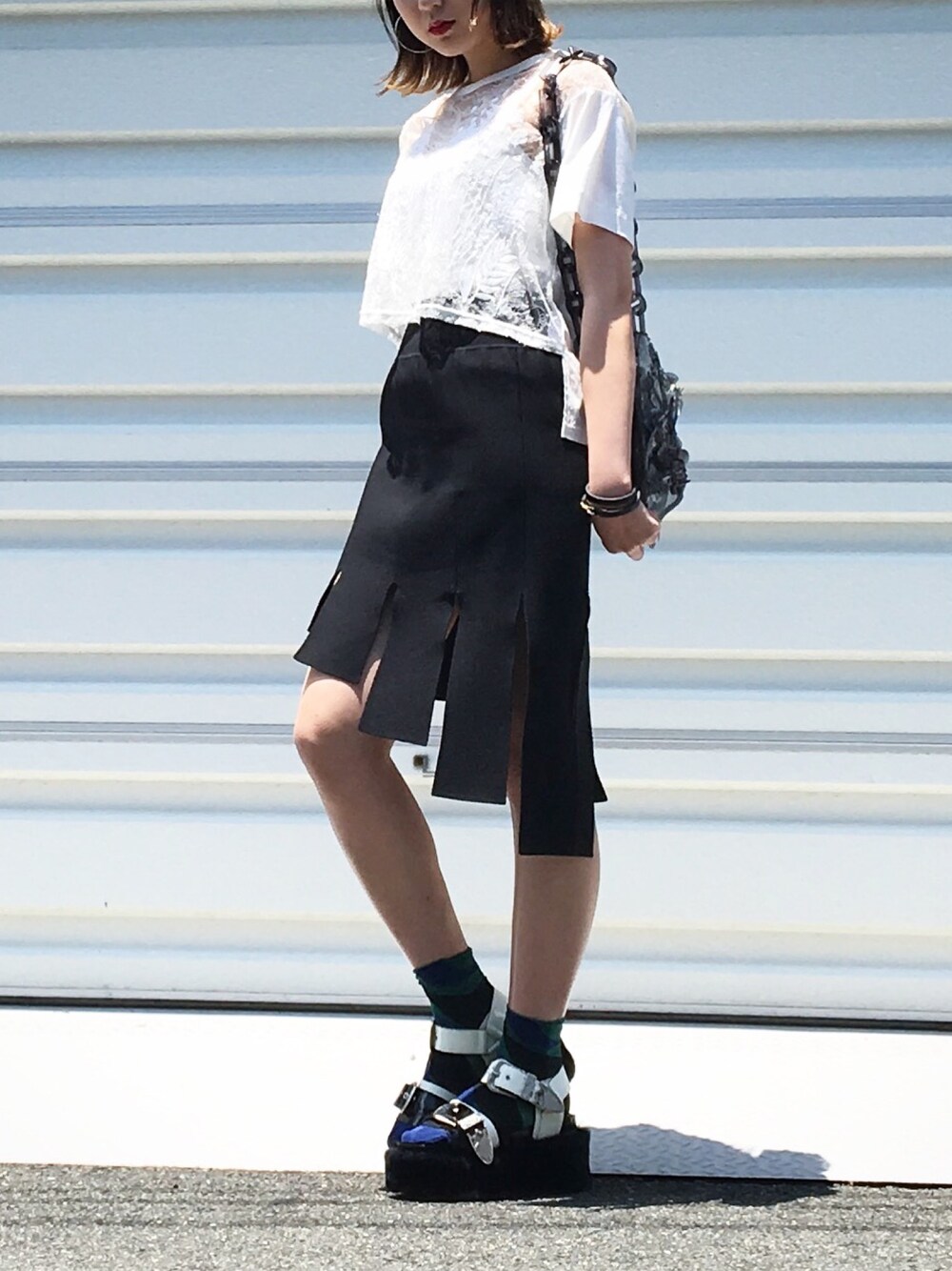 オトナシアヤカさんの「Opening Ceremony Asymmetric Paneled Skirt, Black（OPENING CEREMONY）」を使ったコーディネート