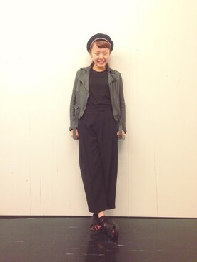 「Ray BEAMS（レイビームス）のアイテム（ライダースジャケット）」を使った、SAKKOさん（レディース・165cm）の秋コーディネート
