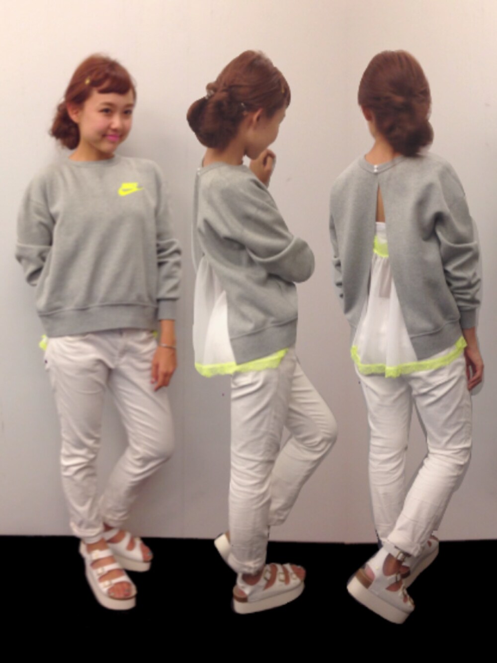 「NIKE、nikelab、sacai、sacai luck、インディアンジュエリー、スウェット、デニム、Ray BEAMS、厚底サンダル、BEAMS」｜「Ray BEAMSの△RED CARD / 20th カラーデニム（デニムパンツ、ホワイト系）」を使った、SAKKOさん（レディース・165cm）の夏コーディネートの1枚目の写真