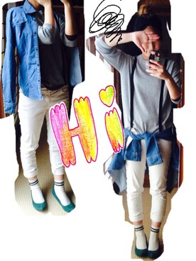 「アイテム（ニット/セーター、グレー系）」を使った、anri kukinoさん（レディース・157cm）の春コーディネート