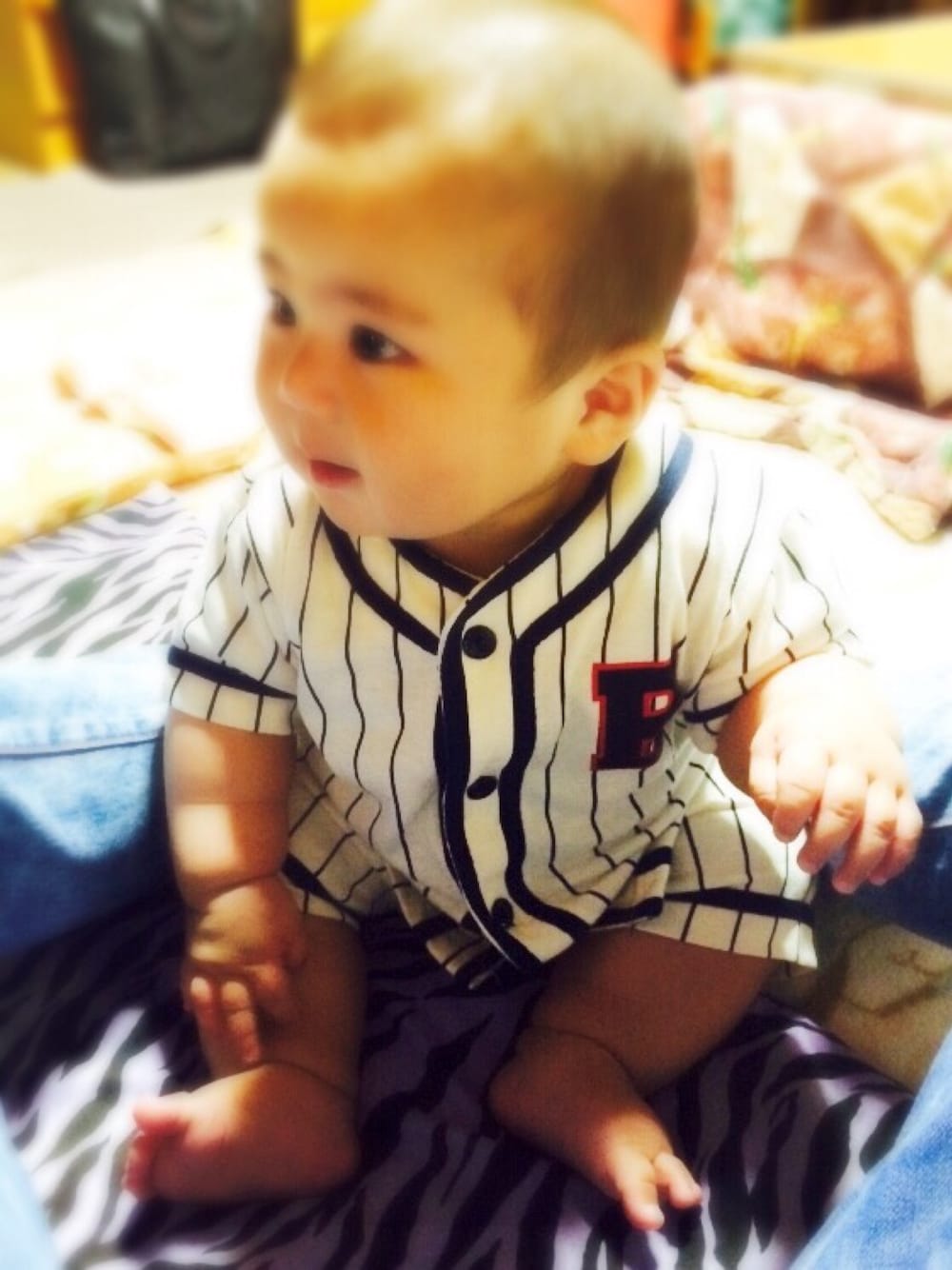 「パジャマ、baby、息子、子供服、野球少年、ベースボール」｜「Birthdayのアイテム（ルームウェア/パジャマ、その他）」を使った、hibooouさん（キッズ・80cm）の春コーディネートの1枚目の写真