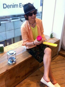 「KATHARINE HAMNETT LONDON （キャサリンハムネットロンドン）のアイテム（その他シューズ）」を使った、カヤマユウタ▼▲▼▲さん（メンズ・175cm）の春コーディネート