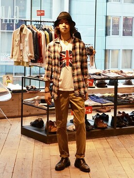 「HAMNETT（ハムネット）のアイテム（トップス）」を使った、カヤマユウタ▼▲▼▲さん（メンズ・175cm）の夏コーディネート