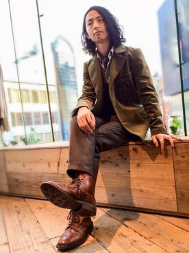 「トリッカーズ」｜「アイテム（その他アウター）」を使った、カヤマユウタ▼▲▼▲さん（メンズ・175cm）の冬コーディネート