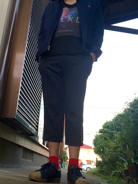 「バンドT」｜「アイテム（その他アウター）」を使った、Yasuさん（メンズ・173cm）の秋コーディネート