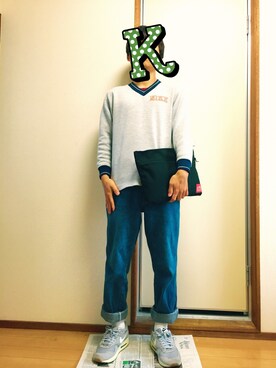 「さしいろ」｜「アイテム（スウェット）」を使った、KaZKさん（メンズ・158cm）の秋コーディネート