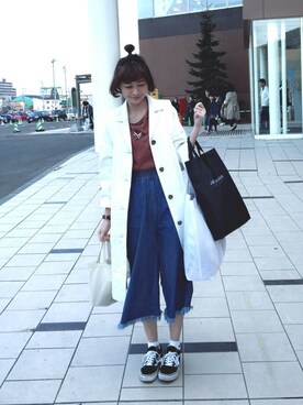 「お買い物」｜「アイテム（トレンチコート）」を使った、ジュリさん（レディース・163cm）の春コーディネート