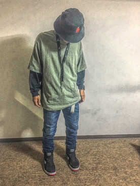 「INTERBREED（インターブリード）のアイテム（帽子）」を使った、ユセさん（メンズ・165cm）の秋コーディネート