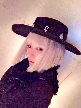 「UNIF（ユニフ）のアイテム（帽子）」を使った、中川友里 yurinakagawa   さん（レディース・163cm）の冬コーディネート