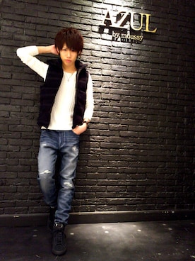 「アイテム（ベスト）」を使った、Tatsuya  Nakaiさん（メンズ・180cm・10代）の冬コーディネート