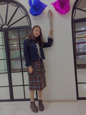 「usedのアイテム（スカート、その他）」を使った、meowさん（レディース・159cm）の秋コーディネート