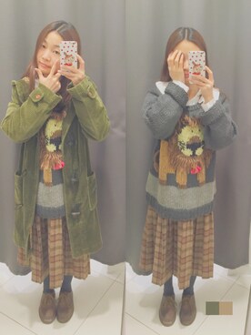 「lionのアイテム（トップス、その他）」を使った、meowさん（レディース・159cm）の冬コーディネート