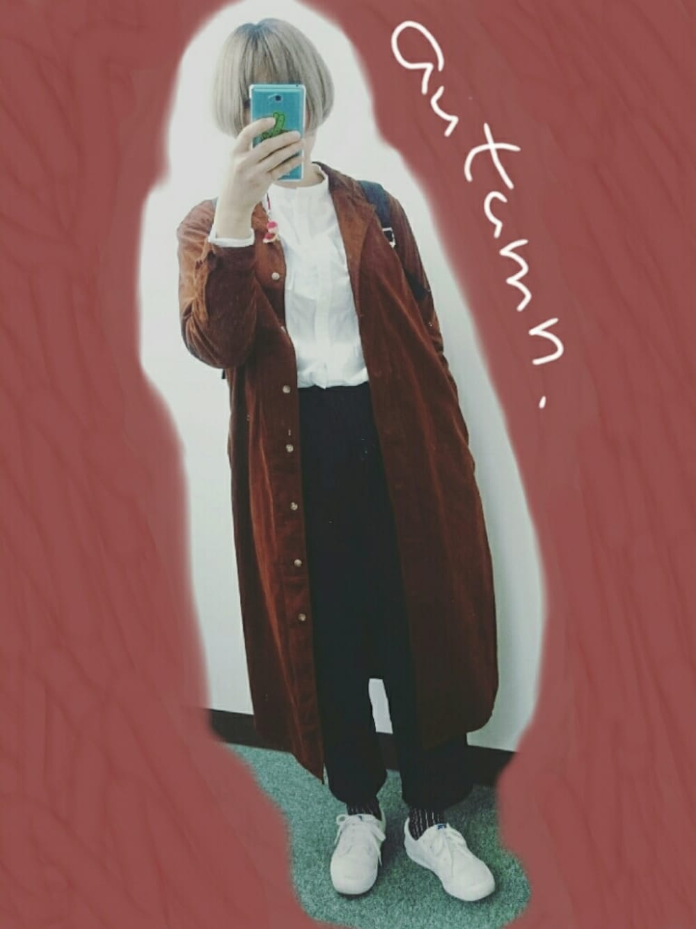 「秋のコーデ、FUDGE、マニッシュ、トラッド、スラックス、靴下屋、UNIQLO、GU、adidas、adidas originals」｜「UNIQLOのアイテム（シャツ/ブラウス、ホワイト系）」を使った、ちろるさん（レディース・162cm）の秋コーディネートの1枚目の写真