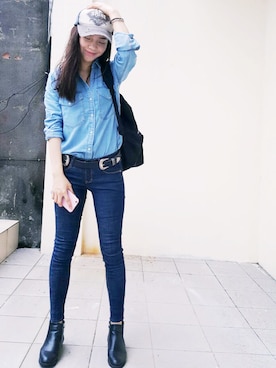 「hat」｜「アイテム（PC・スマホグッズ/家電）」を使った、Joさん（レディース・160cm）の秋コーディネート