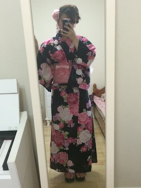 「薔薇」｜「アイテム（浴衣）」を使った、あゆぽにゅさん（レディース・151cm）の夏コーディネート