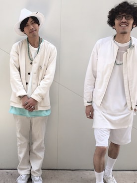「アイテム（ネックレス、ブルー系）」を使った、あんころもちさん（メンズ・174cm）の春コーディネート