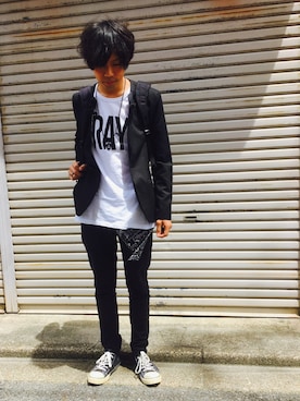 「バントTシャツ」｜あんころもちさん（メンズ・174cm）の春コーディネート
