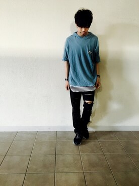 「LABRAT（ラブラット）のアイテム（パンツ）」を使った、あんころもちゃさん（メンズ・174cm）の夏コーディネート