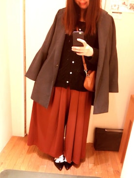 「スカンツ」｜「アイテム（チェスターコート）」を使った、yuu ...♩#さん（レディース・163cm）の冬コーディネート