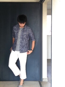 「MK MICHEL KLEIN HOMME （エムケーミッシェルクランオム）のアイテム（パンツ）」を使った、Takuya∞さん（メンズ・170cm）の夏コーディネート