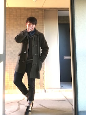 「green label relaxing（グリーンレーベルリラクシング）のアイテム（ダッフルコート）」を使った、Takuya∞さん（メンズ・170cm）の冬コーディネート