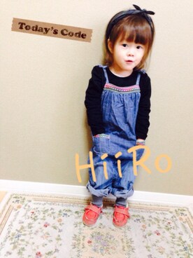 「赤い靴」｜「アイテム（サロペット/オーバーオール）」を使った、aoiro☺︎さん（キッズ・80cm）の冬コーディネート