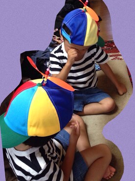 「FLYING TIGERS（フライングタイガー）のアイテム（キャップ）」を使った、yun☺︎さん（キッズ・90cm）の春コーディネート