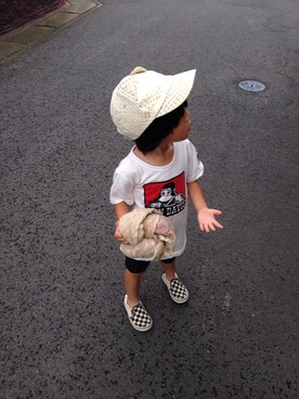 「BEN DAVIS（ベンデイビス）のアイテム（Tシャツ/カットソー）」を使った、yun☺︎さん（キッズ・90cm）の夏コーディネート