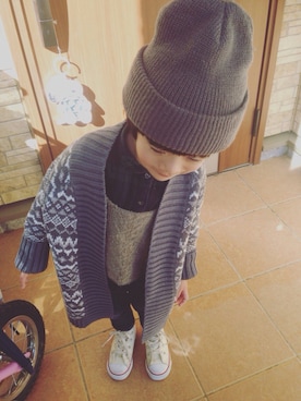 「タータンチェック」｜yun☺︎さん（キッズ・90cm）の冬コーディネート