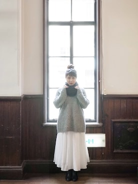 「skirt」｜「アイテム（ワンピース）」を使った、Yuki Tsujiさん（レディース・158cm）の冬コーディネート
