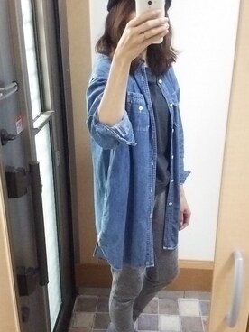 「デニムシャツワンピ」｜namiiiさん（レディース・168cm）の秋コーディネート