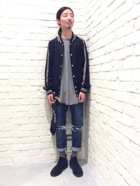 「UNUSED」｜「アイテム（ブルゾン）」を使った、ビームス 神戸さん（メンズ・172cm）の春コーディネート