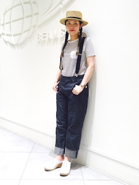「アイテム（サスペンダー）」を使った、ビームス 神戸さん（レディース・165cm）の夏コーディネート
