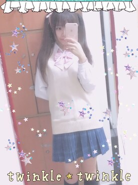「アイテム（蝶ネクタイ、ピンク系）」を使った、Risaさん（レディース・156cm）の春コーディネート