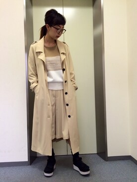 「ウェッジソール」｜「アイテム（トレンチコート）」を使った、embodytown'sさん（レディース・161cm）の冬コーディネート