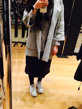 「アイテム（アナログ腕時計、ピンク系）」を使った、Evaさん（レディース・163cm）の冬コーディネート