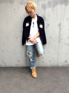「Timberland（ティンバーランド）のアイテム（ブーティ）」を使った、かずさん（メンズ・170cm）の夏コーディネート