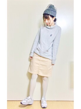 「チュールニット帽」｜りなっぷ🌼さん（レディース・152cm）の冬コーディネート