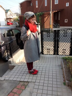 「正月」｜「アイテム（チェスターコート）」を使った、nakamura  shiorlさん（レディース・156cm）の冬コーディネート