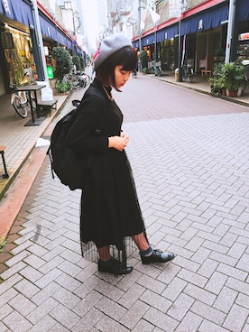 「GU（ジーユー）のアイテム（トップス、ブラック系）」を使った、nakamura  shiorlさん（レディース・157cm）の秋コーディネート