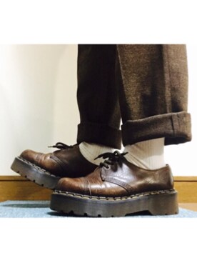 「Dr. Martens（ドクターマーチン）のアイテム（シューズ、ブラウン系）」を使った、鈴木さん（メンズ・162cm）の冬コーディネート