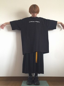 「COMME des GARCONS（コムデギャルソン）のアイテム（トップス、ブラック系）」を使った、鈴木さん（メンズ・162cm）の春コーディネート