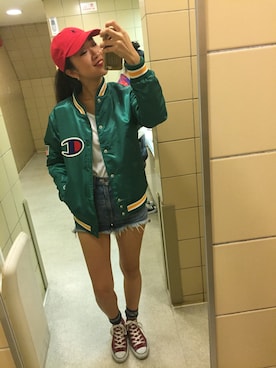 「Champion（チャンピオン）のアイテム（ダウンジャケット/コート）」を使った、Rina  Yamamotoさん（レディース・167cm）の秋コーディネート